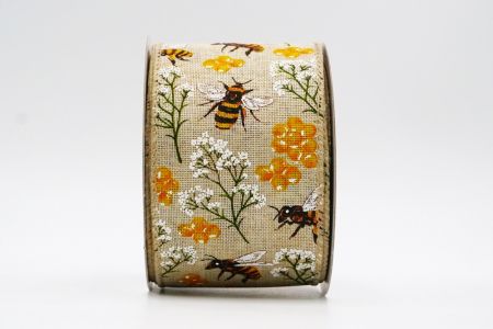 Весняний квітковий колекційний стрічка з бджолами_KF7491GC-13-183_натуральний